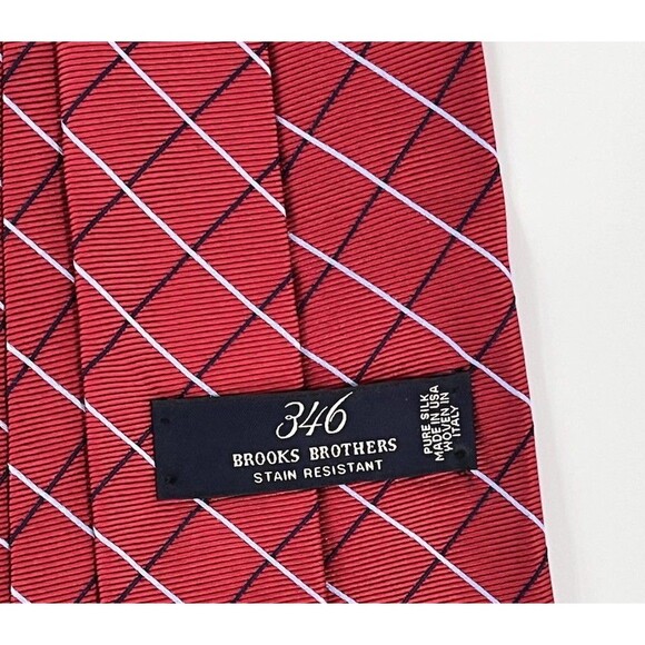 Brooks Brothers 346 Silk Men Repp Necktie Tie USA Made 59”x 4” Red & Blue Strip - Picture 3 of 7